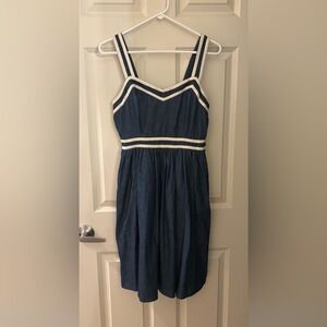 ModCloth 100% Cotton Preppy Cottagecore Chambray Dress, Size S